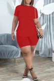 Fashion Casual Solid Bandage O Neck Short Sleeve Two Pieces