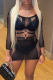 Sexy Solid Mesh O Neck Pencil Skirt Dresses