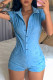Fashion Casual Solid Basic Turndown Collar Regular Romper