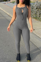 Sexy Solid Patchwork Spaghetti Strap Regular Jumpsuits