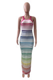 Fashion Sexy Striped Print Basic O Neck Sleeveless Dress Dresses