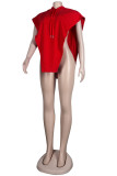 Fashion Casual Solid Asymmetrical Hooded Collar Tops