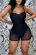 Sexy Solid Patchwork See-through Spaghetti Strap Regular Rompers