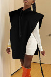 Fashion Casual Solid Asymmetrical Hooded Collar Tops