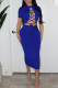 Sexy Solid Bandage Hollowed Out Patchwork O Neck One Step Skirt Dresses