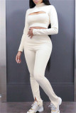 Fashion Sexy Solid Hollowed Out Patchwork Half A Turtleneck Long Sleeve Two Pieces