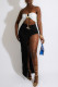 Sexy Solid Patchwork Slit Strapless Sleeveless Two Pieces