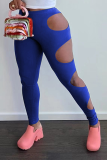 Sexy Solid Hollowed Out Skinny High Waist Pencil Solid Color Bottoms