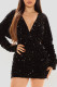 Celebrities Elegant Solid Sequins Patchwork V Neck One Step Skirt Dresses