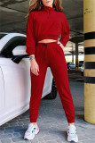Fashion Casual Solid Patchwork Zipper Collar Long Sleeve Two Pieces