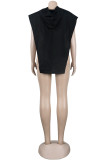 Fashion Casual Solid Asymmetrical Hooded Collar Tops