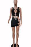 Sexy Solid Bandage Hollowed Out Patchwork U Neck Sleeveless Two Pieces