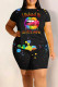Casual Street Print Patchwork O Neck Plus Size Two Pieces