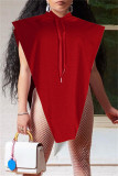 Fashion Casual Solid Asymmetrical Hooded Collar Tops