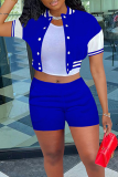 Casual Solid Patchwork Short Sleeve Two Pieces