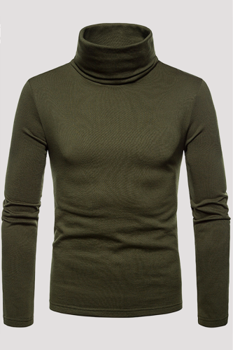 Fashion Casual Solid Split Joint Basic Turtleneck Tops