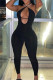 Fashion Sexy Solid Bandage See-through Halter Skinny Jumpsuits