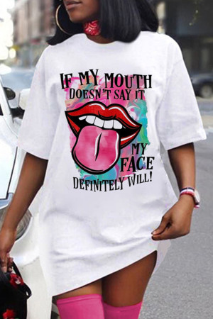 Fashion Casual Print Basic O Neck Short Sleeve Dress