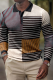 Casual Striped Patchwork Buckle POLO collar Tops