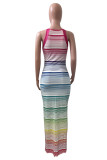 Fashion Sexy Striped Print Basic O Neck Sleeveless Dress Dresses