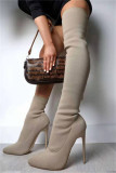 Fashion Solid Color Pointed Knitted High Stiletto Martin Boots