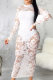 Sexy Patchwork Mesh O Neck Lace Dress Dresses