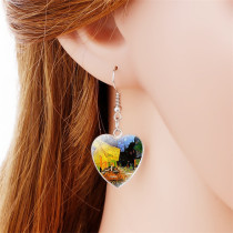 Van Gogh Oil Painting Heart Stud Earrings