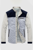 Casual Solid Patchwork Buckle Mandarin Collar Outerwear