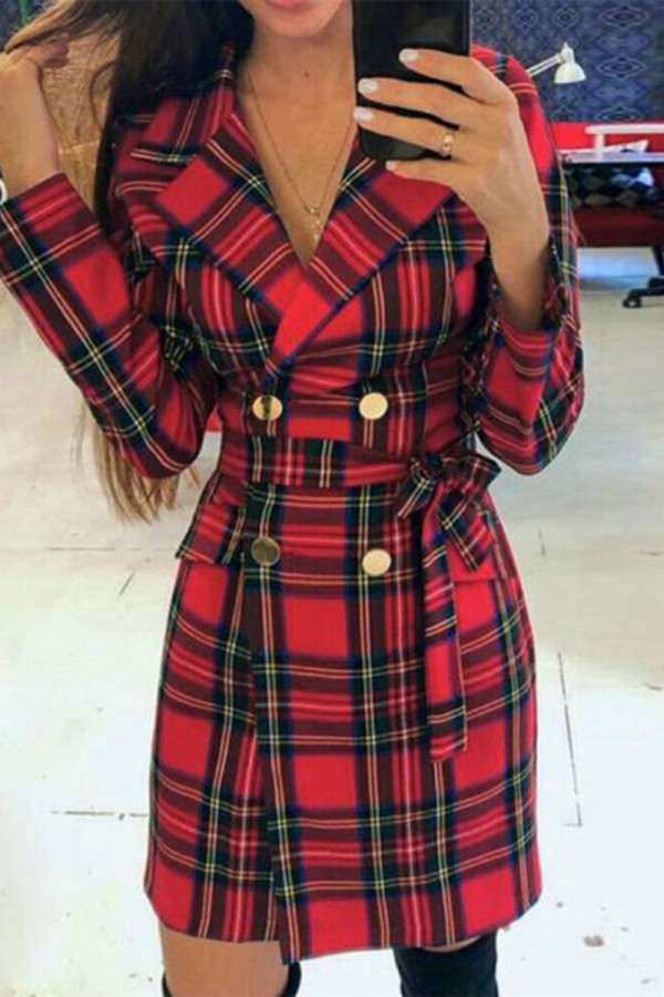 Fashion Casual Plaid Print Basic Turndown Collar Outerwear