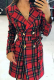 Fashion Casual Plaid Print Basic Turndown Collar Outerwear