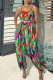 Casual Print Bandage Patchwork Spaghetti Strap Sleeveless Two Pieces