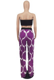 Street Print Patchwork Strapless Sleeveless Two Pieces