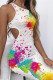 Fashion Casual Print Hollowed Out O Neck Vest Dress