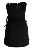 Fashion Sexy Solid Backless Strap Design Strapless Sleeveless Dress Dresses