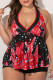 Fashion Sexy Print Bandage Backless Halter Plus Size Swimwear (With Paddings)
