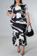 Fashion Casual Plus Size Print Patchwork O Neck Short Sleeve Dress