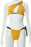 Vacation Solid Bandage Patchwork Swimwears