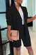 Casual Solid Patchwork Buttons Turn-back Collar Long Sleeve Two Pieces