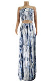 Fashion Sexy Casual Print Backless Slit Strapless Sleeveless Two Pieces