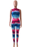 Fashion Sexy Print Bandage Hollowed Out Half A Turtleneck Skinny Jumpsuits