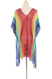 Fashion Sexy Patchwork Tassel Hollowed Out See-through Swimwears Cover Up
