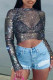 Fashion Sexy Solid Patchwork See-through O Neck Tops