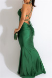 Fashion Sexy Solid Backless Cross Straps Spaghetti Strap Evening Dress