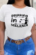 Fashion Street Print Patchwork Letter O Neck T-Shirts