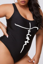 Fashion Sexy Print Backless U Neck Plus Size Swimwear