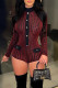 Fashion Casual Print Patchwork Turtleneck Long Sleeve Skinny Romper