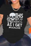 Fashion Casual Skull Head Letter Print Basic O Neck T-Shirts