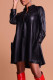Casual Solid Patchwork Pocket Buckle Mandarin Collar A Line Dresses