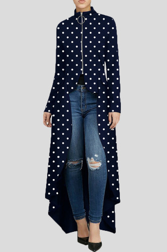 Fashion Casual Dot Print Asymmetrical Outerwear