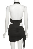 Fashion Sexy Solid Backless Halter Sleeveless Two Pieces